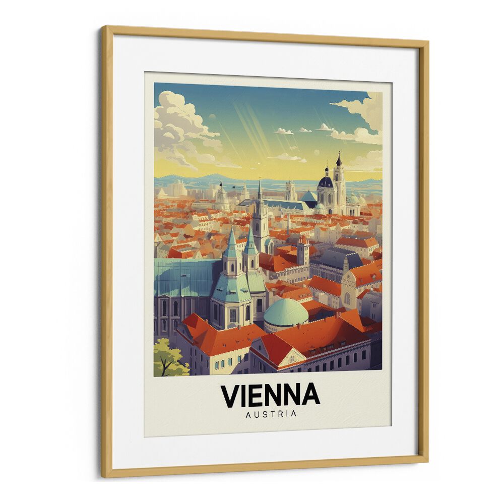 vienna-austria II travel posters in Oak Wood Frame With Mount