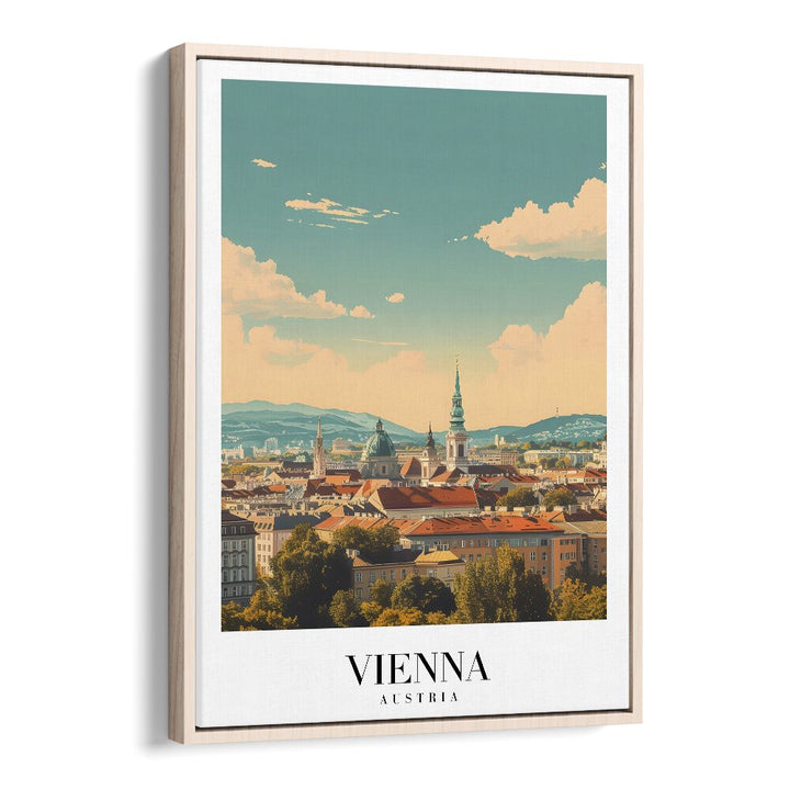 vienna-austria travel posters in Oak Wood Floater Frame