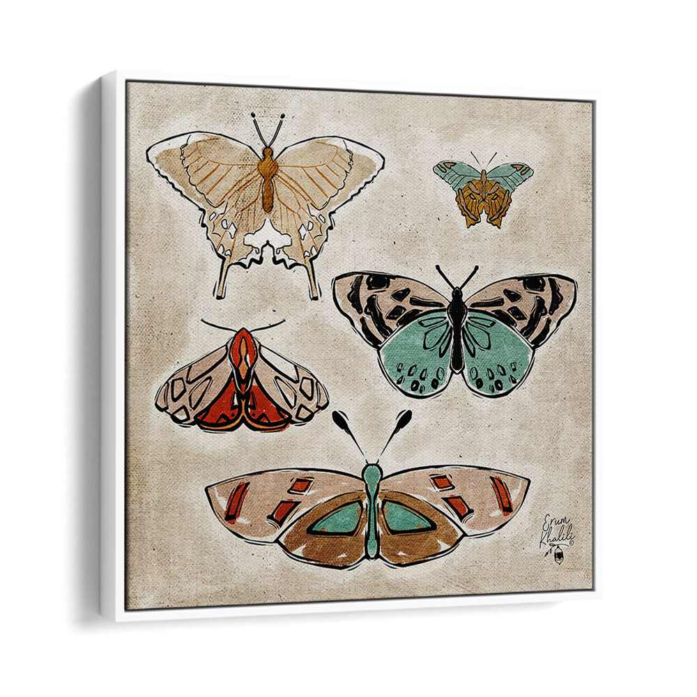 vintage butterflies wildlife painttings in White Floater Frame