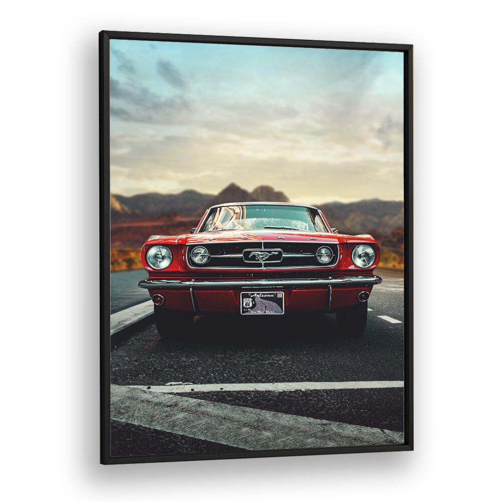 vintage car love car poster in Black Plain Frame