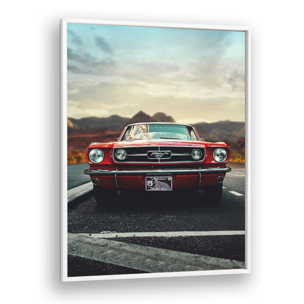 vintage car love car poster in White Plain Frame