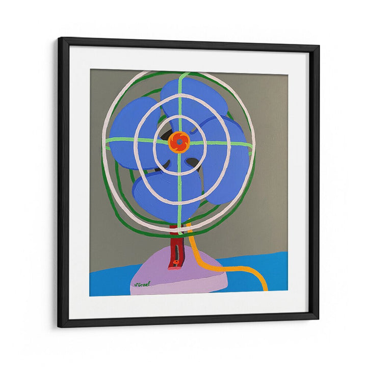 vintage fan vintage paintings  in Black Frame With Mount