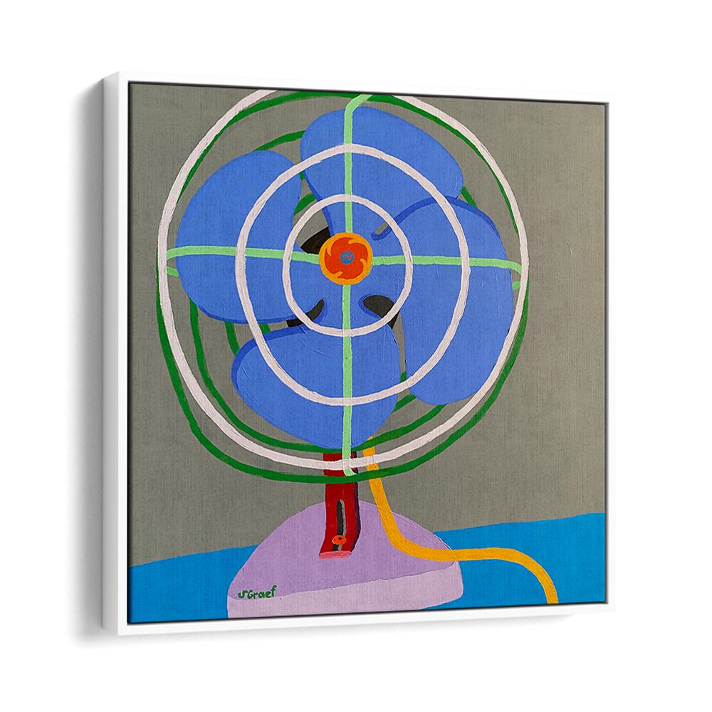 vintage fan vintage paintings  in White Floater Frame