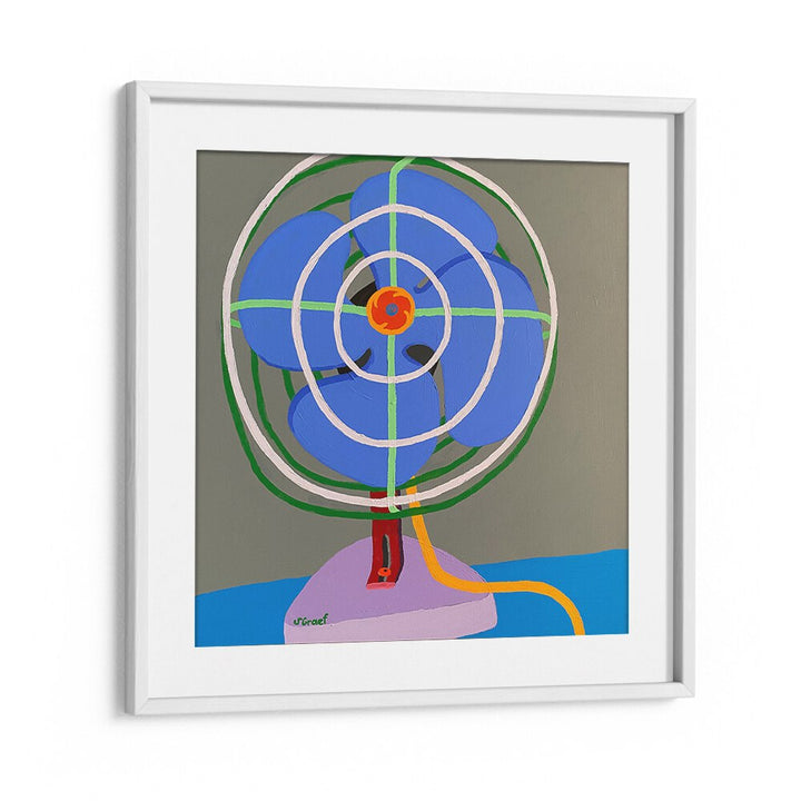 vintage fan vintage paintings  in White Frame With Mount