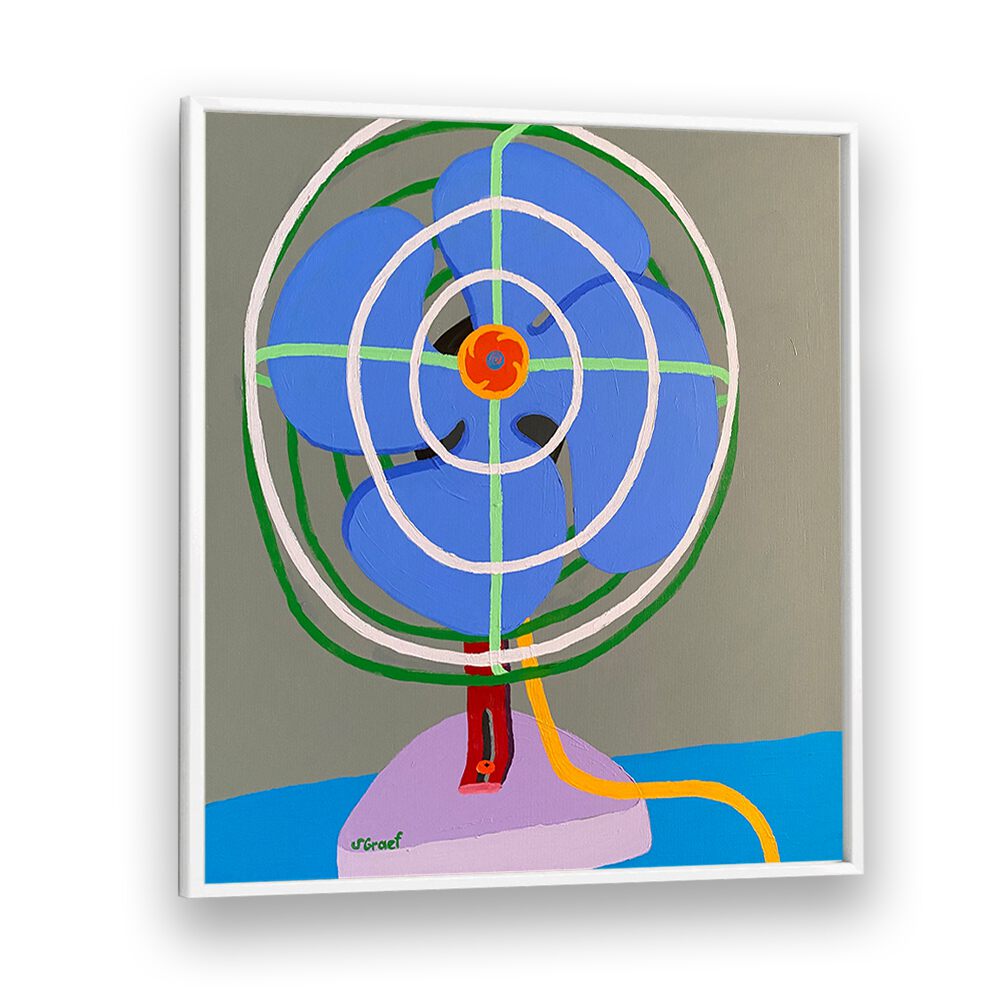 vintage fan vintage paintings  in White Plain Frame