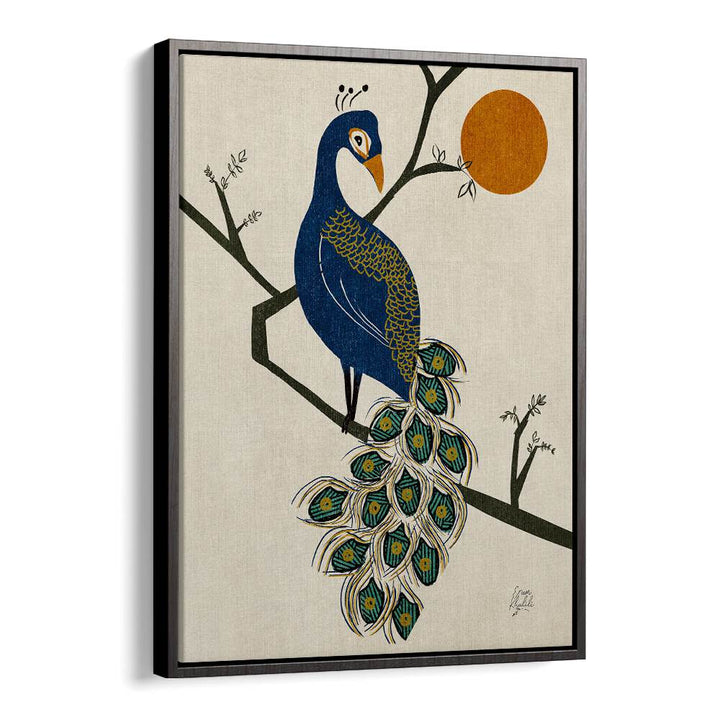 vintage peacock wildlife painttings in Black Floater Frame