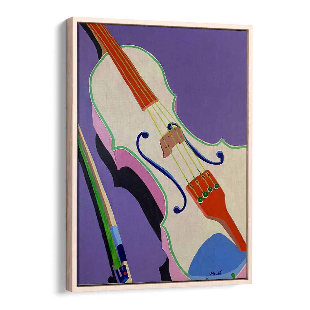 violin music art prints in Oak Wood Floater Frame