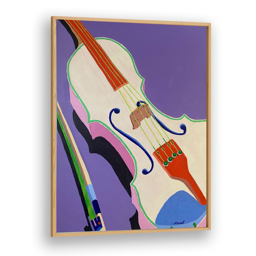 violin music art prints in Oak Wood Plain Frame