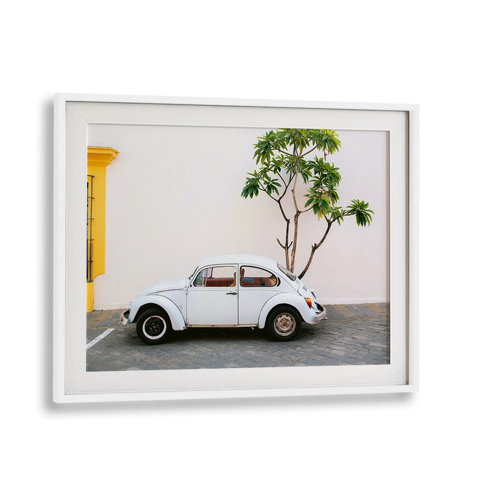 volskwagen beetle-mexico car poster in White Frame With Mount