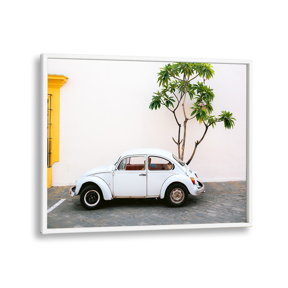 volskwagen beetle-mexico car poster in White Plain Frame