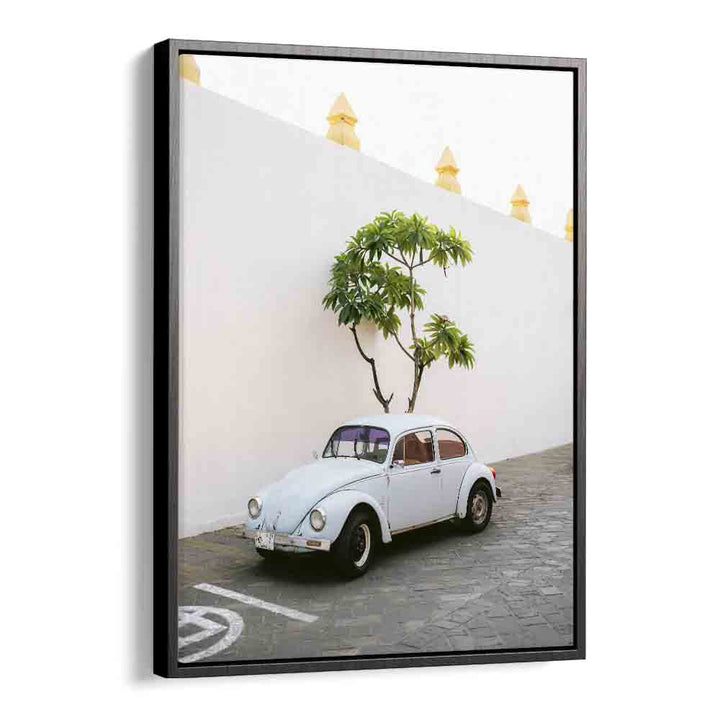 volskwagen beetle-oaxaca mexico car poster in Black Floater Frame