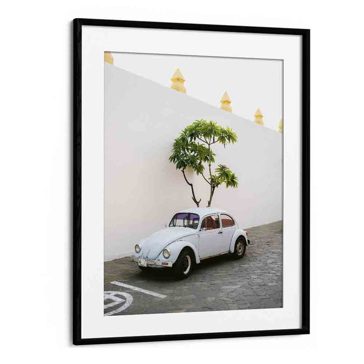 volskwagen beetle-oaxaca mexico car poster in Black Frame With Mount