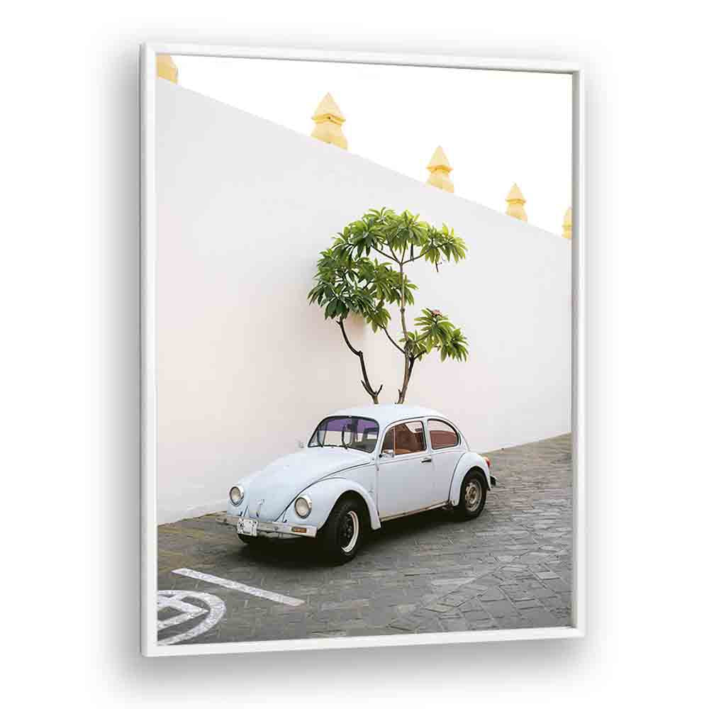 volskwagen beetle-oaxaca mexico car poster in White Plain Frame