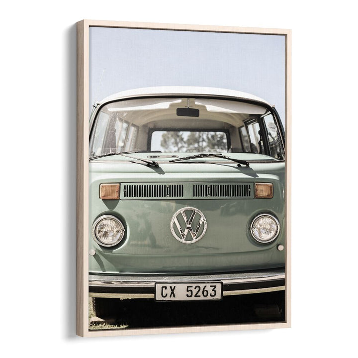 vw kombi car poster in Oak Wood Floater Frame