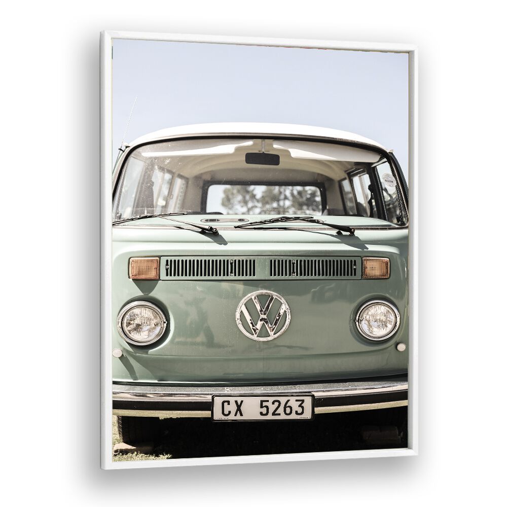 vw kombi car poster in White Plain Frame