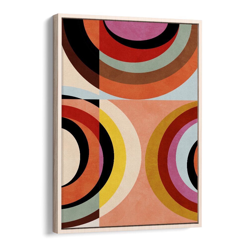 warm colors bauhaus geometry iii by ana rut bre abstract art abstract wall art in Oak Wood Floater Frame