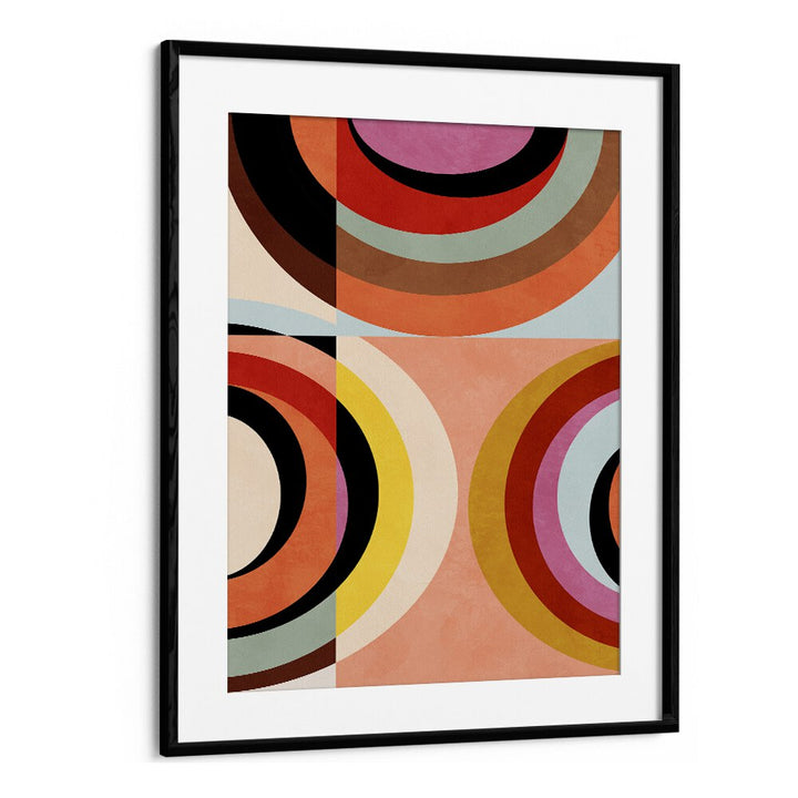 warm colors bauhaus geometry iii by ana rut bre abstract art abstract wall art in White Floater Frame