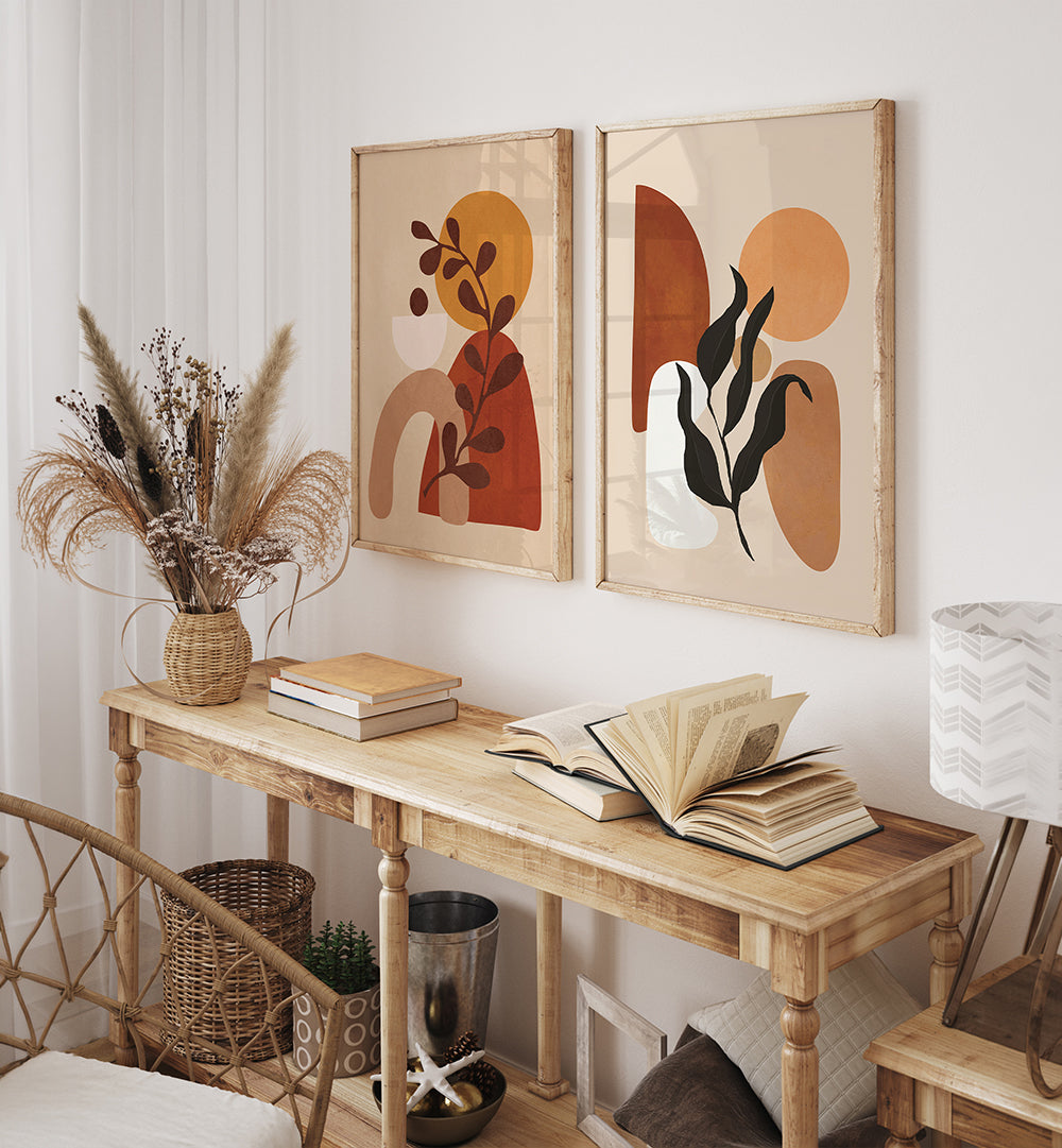 WARM EARTH FORMS , SET OF 2 PAINTINGS