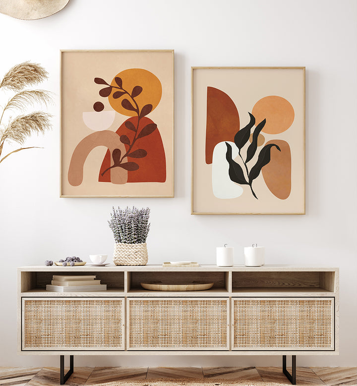 WARM EARTH FORMS , SET OF 2 PAINTINGS