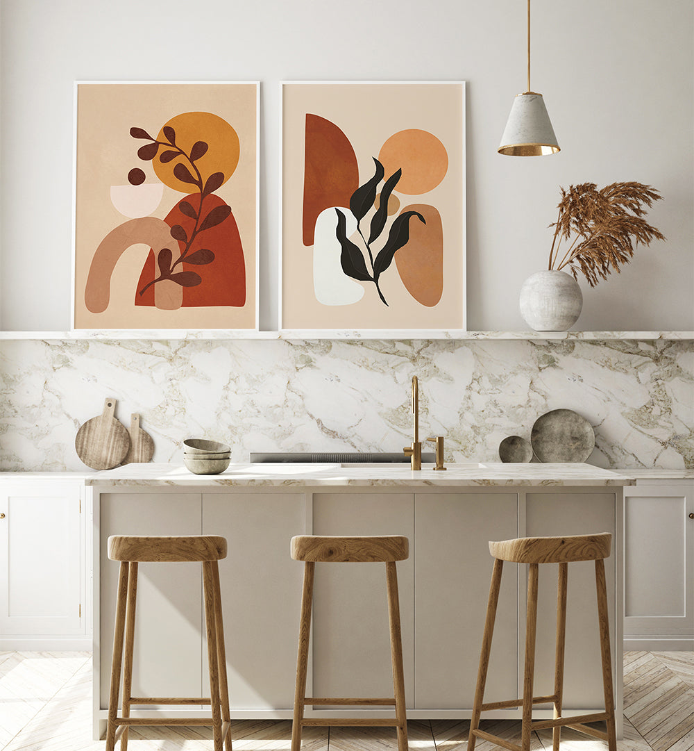 WARM EARTH FORMS , SET OF 2 PAINTINGS