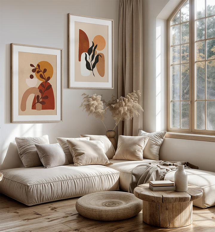 WARM EARTH FORMS , SET OF 2 PAINTINGS