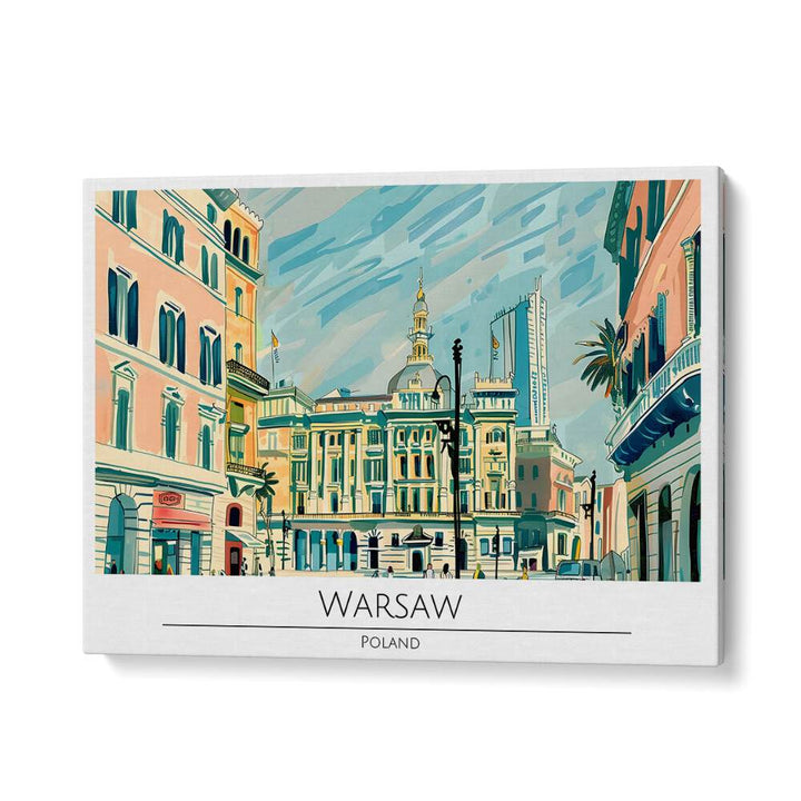 warsaw city-poland travel posters in Gallery Wrap