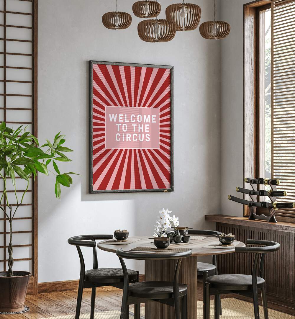welcome to the circus by frankie kerr-dineen geometric paintings Artwork III placed on a wall