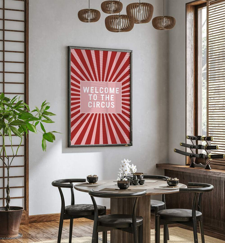 welcome to the circus by frankie kerr-dineen geometric paintings Artwork III placed on a wall