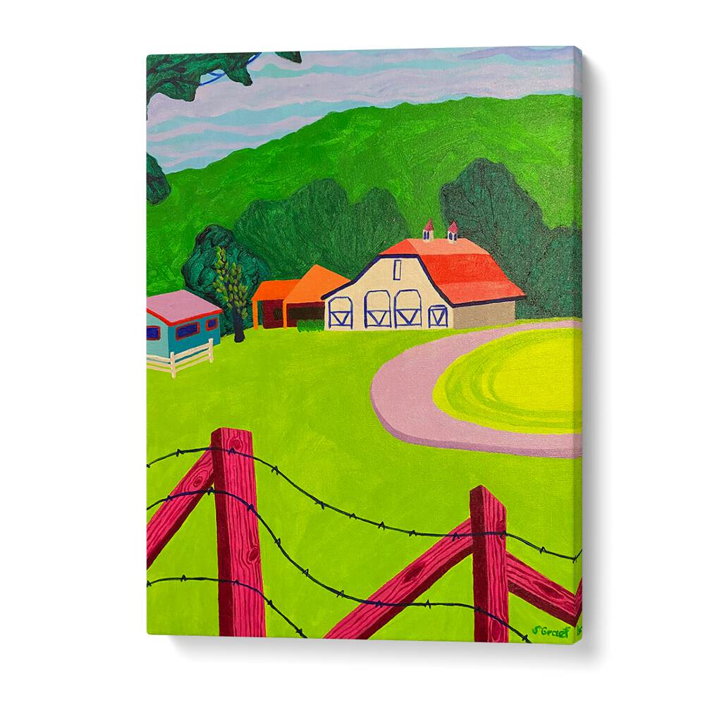 white barn landscape art prints in Gallery Wrap