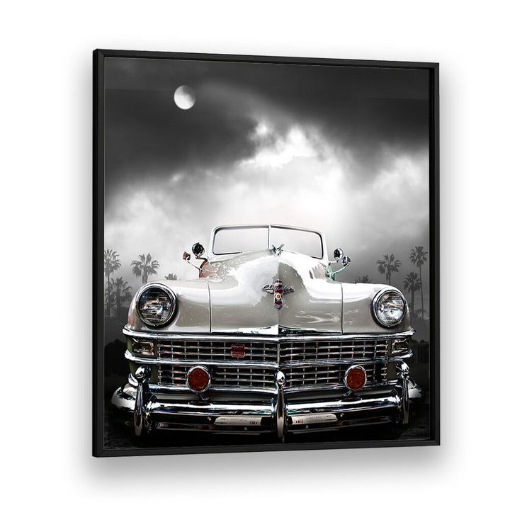 white chrysler car poster in Black Plain Frame