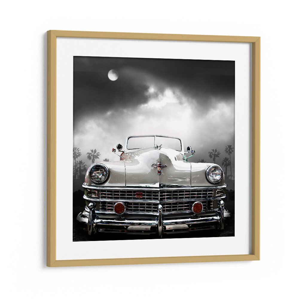 white chrysler car poster in Oak Wood Frame With Mount