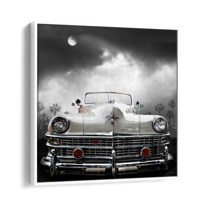 white chrysler car poster in White Floater Frame