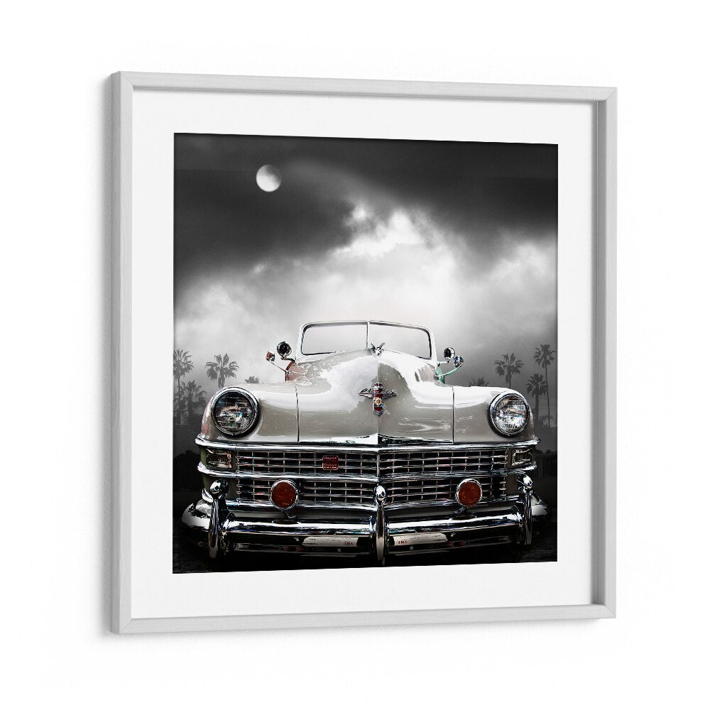 white chrysler car poster in White Frame With Mount