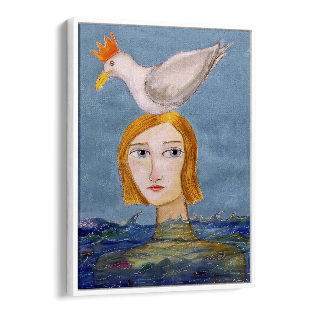 Vintage painting - WOMAN SWIMMING WITH DUCK by Asianmonk