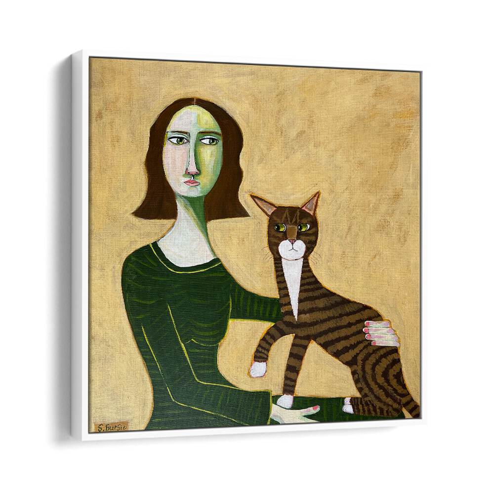 Arty Guava painting - WOMAN WITH BROWN CAT by Asianmonk