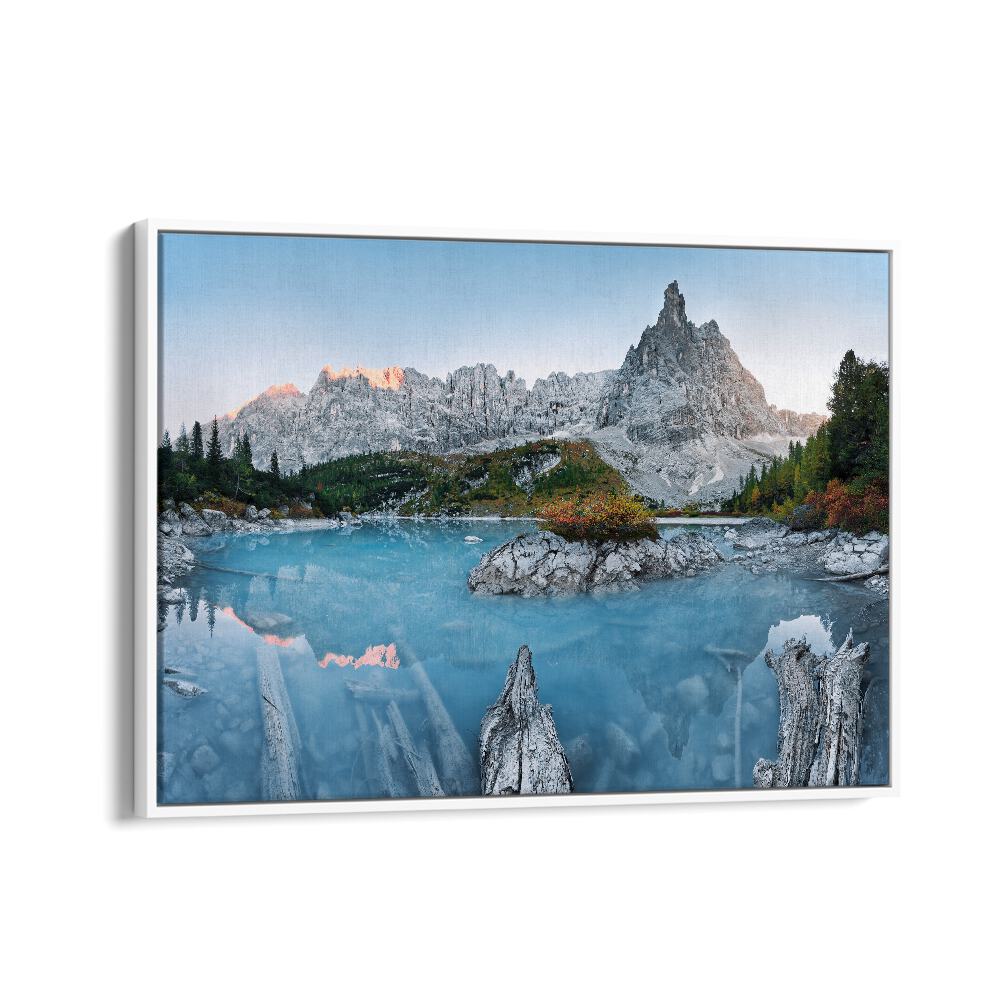 kids painting - TURQUOISE MOUNTAIN LAKE LAGO DI SORAPISS by Asianmonk