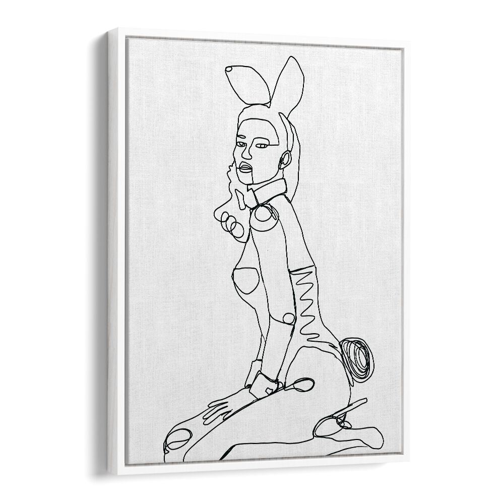 Vintage painting - LINE DRAWING OF BUNNY LADY by Asianmonk