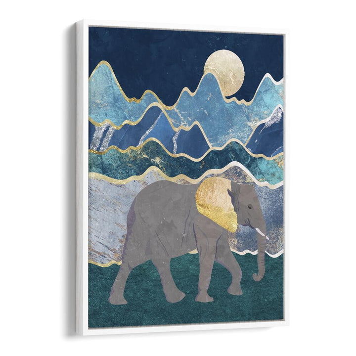 Ritvik Takkar painting - METALLIC ELEPHANT IN THE MOONLIT MOUNTAINS by Asianmonk