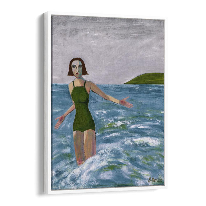 Vintage painting - WOMAN SWIMMING IN GREEN by Asianmonk