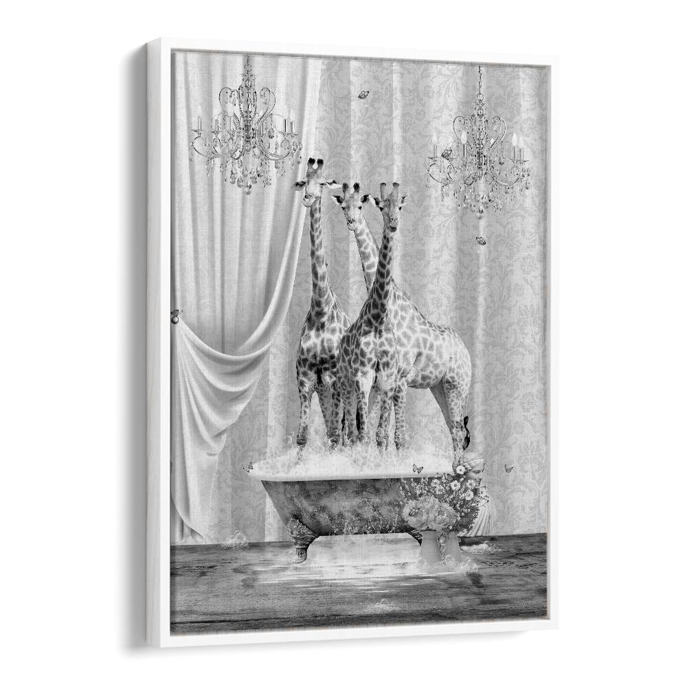 Quotes painting - THREE GIRAFFES A BUBBLES BLACK A WHITE by Asianmonk