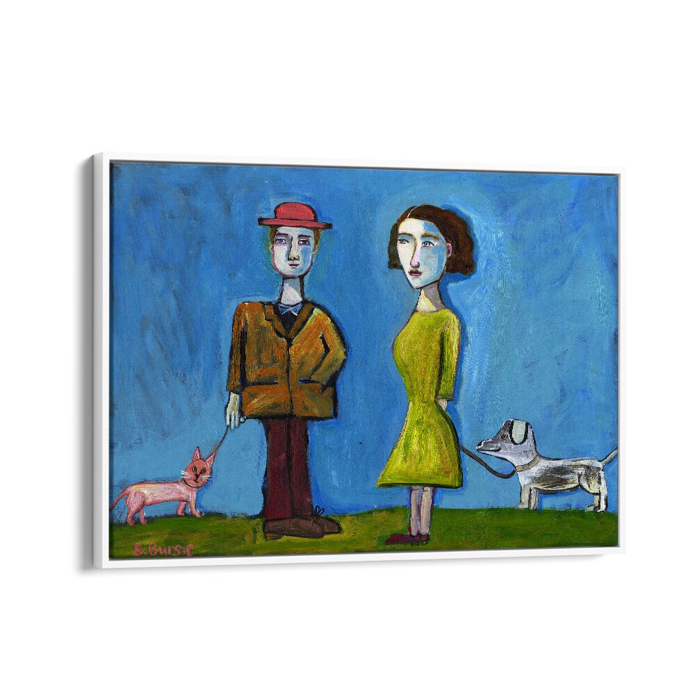 kids painting - PEOPLE WALKING CAT AND DOG by Asianmonk