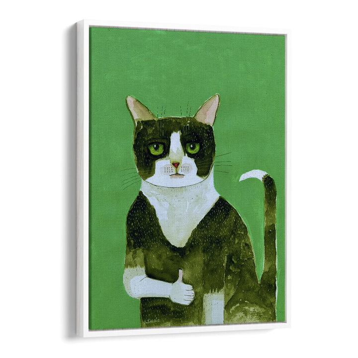 Vintage painting - TUXEDO CAT THUMBS UP by Asianmonk