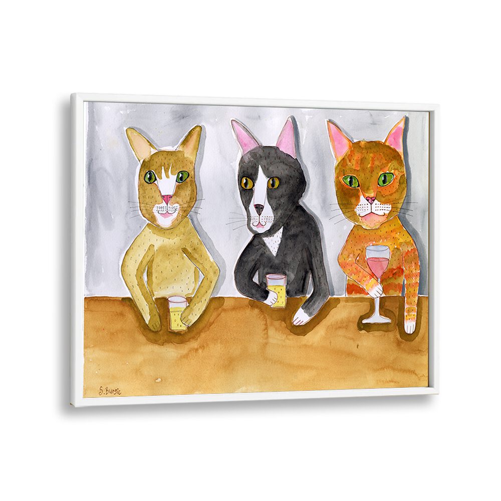 kids painting - THREE CATS AT THE BAR by Asianmonk