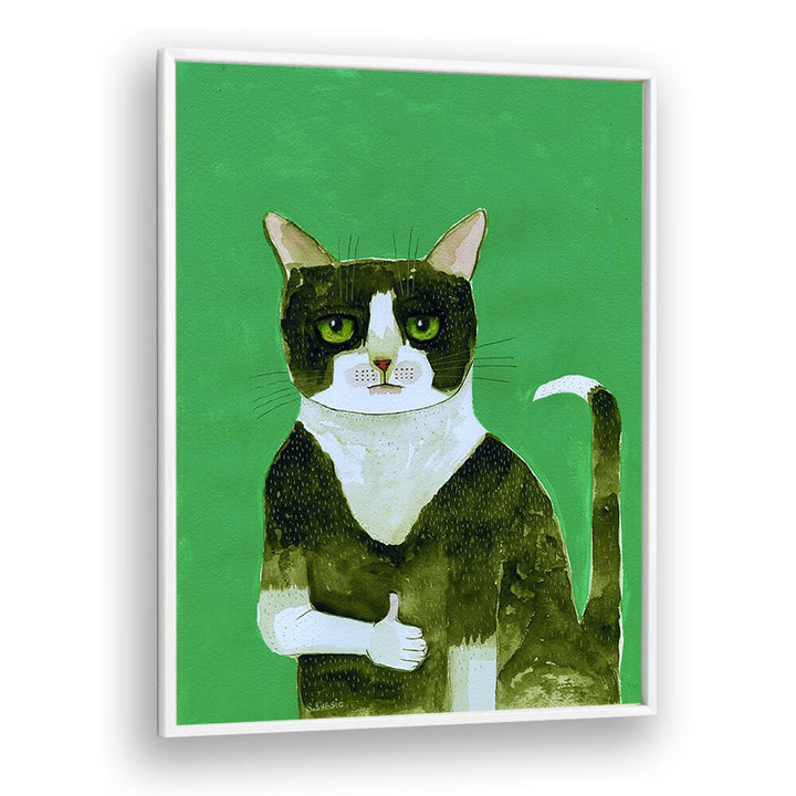 Vintage painting - TUXEDO CAT THUMBS UP by Asianmonk