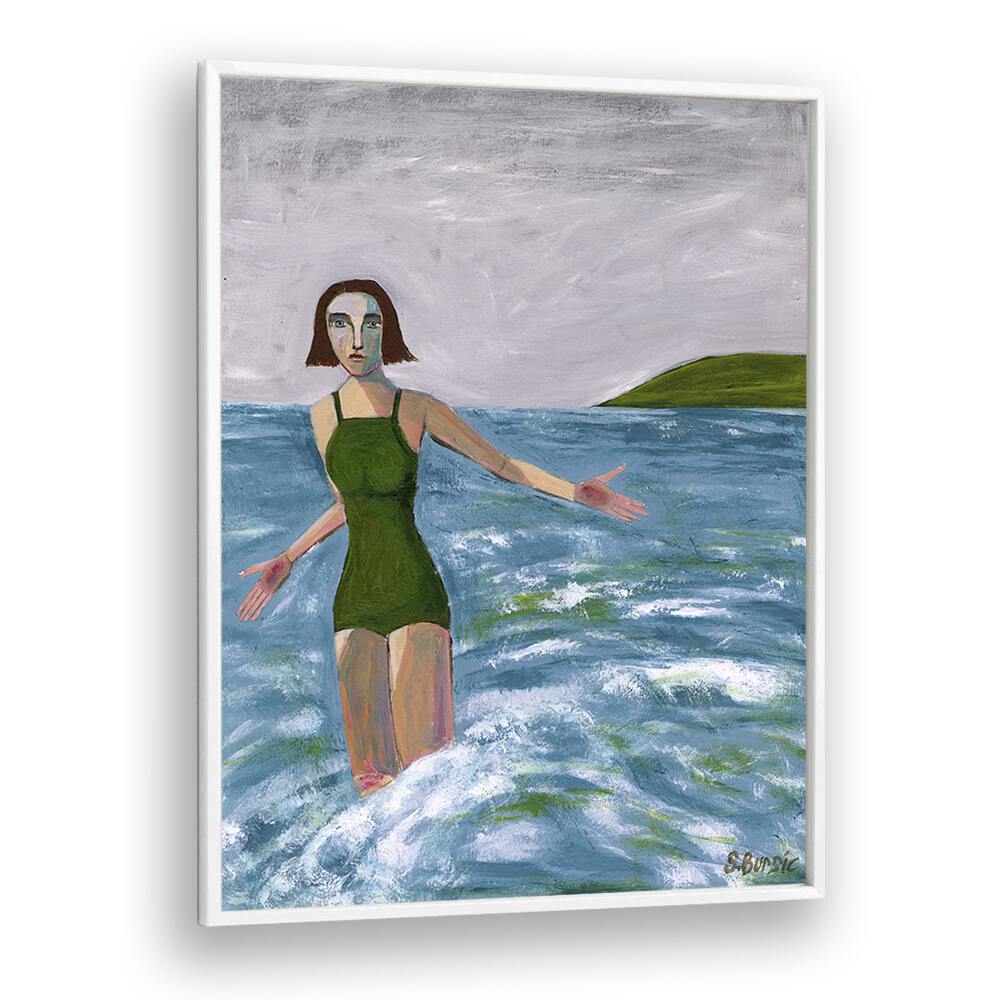 Vintage painting - WOMAN SWIMMING IN GREEN by Asianmonk