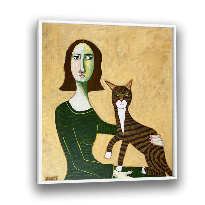 Arty Guava painting - WOMAN WITH BROWN CAT by Asianmonk