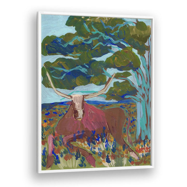 Eleanor Baker painting - TEXAS HILL COUNTRY LONGHORN by Asianmonk