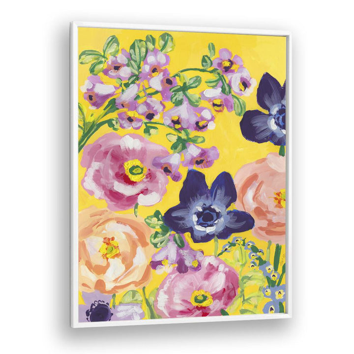 Ania Zwara painting - NAVY ANEMONES ON YELLOW by Asianmonk