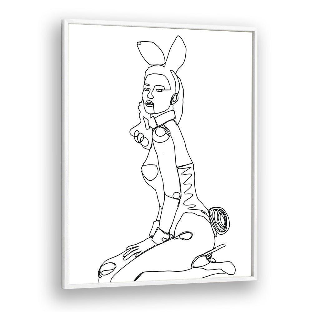 Vintage painting - LINE DRAWING OF BUNNY LADY by Asianmonk