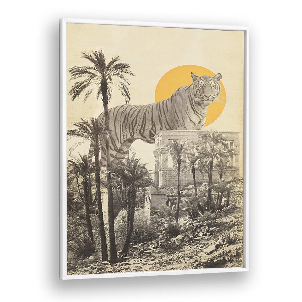 GIANT TIGER IN RUINS BY FLORENT BODART, SURREAL ART PRINTS